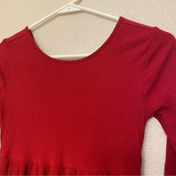 Old Navy red long sleeve fall winter Ribbed Knit Fit Flare Dress L 10/12 - Picture 3 of 8